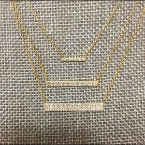 Cubic Zirconia Layered Triple Bars Necklace Vermeil, NWT-Boutique